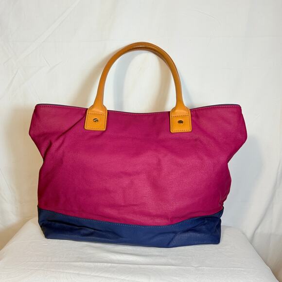 Tory Burch Jaden Tote Purple leather, navy base Dipped Color Block - Picture 2 of 7